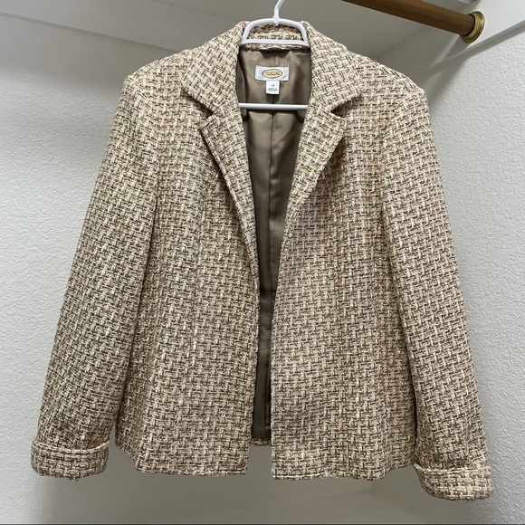 TALBOTS•CLASSY Heavy Weave Tweed Open Front Blazer Sz 14 - Picture 4 of 10